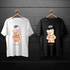 طرح لایه باز خرس تدی با دونات صورتی برای چاپ روی انواع تیشرت